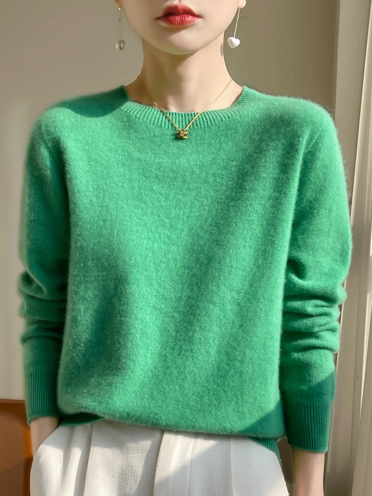 Damen Luxuriöser Kuschelstrick-Pullover mit Rundhals und Mohair-Optik Nord Taschen