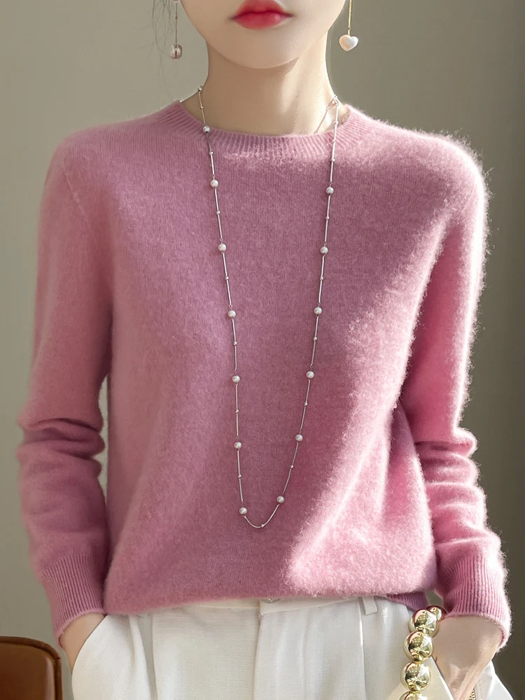 Damen Luxuriöser Kuschelstrick-Pullover mit Rundhals und Mohair-Optik Nord Taschen