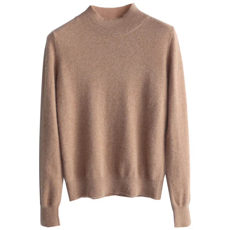 Damen Luxuriöser Kaschmir-Feinstrickpullover mit Stehkragen Nord Taschen