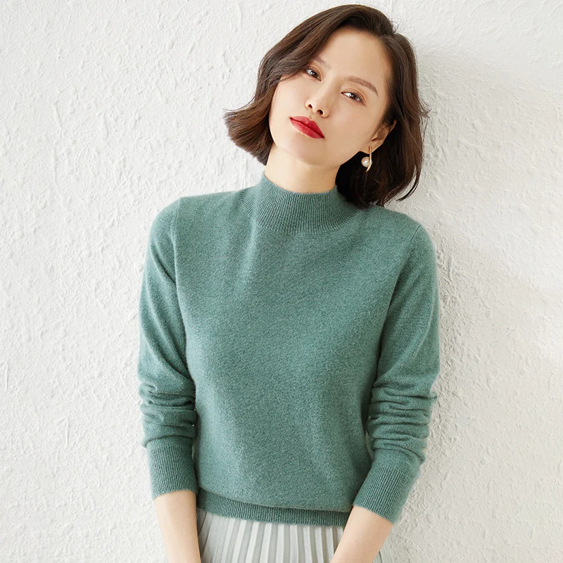 Damen Luxuriöser Kaschmir-Feinstrickpullover mit Stehkragen Nord Taschen