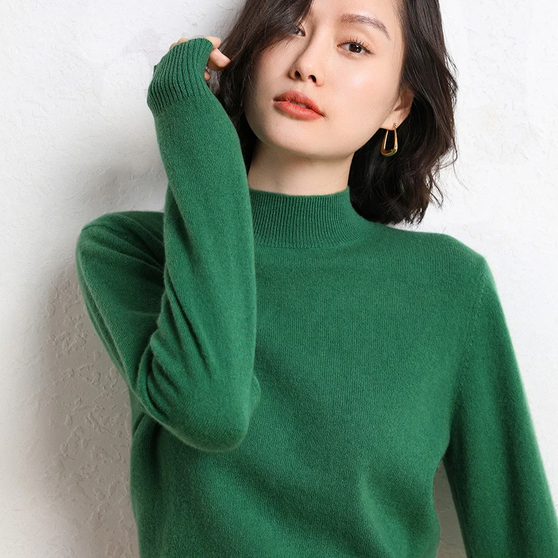 Damen Luxuriöser Kaschmir-Feinstrickpullover mit Stehkragen Nord Taschen