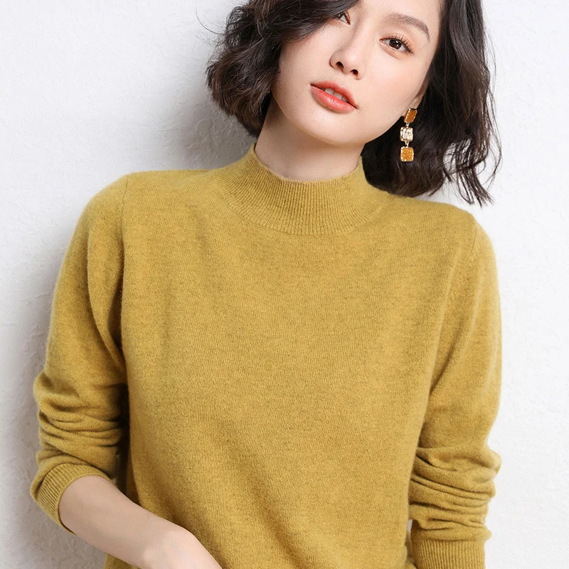 Damen Luxuriöser Kaschmir-Feinstrickpullover mit Stehkragen Nord Taschen