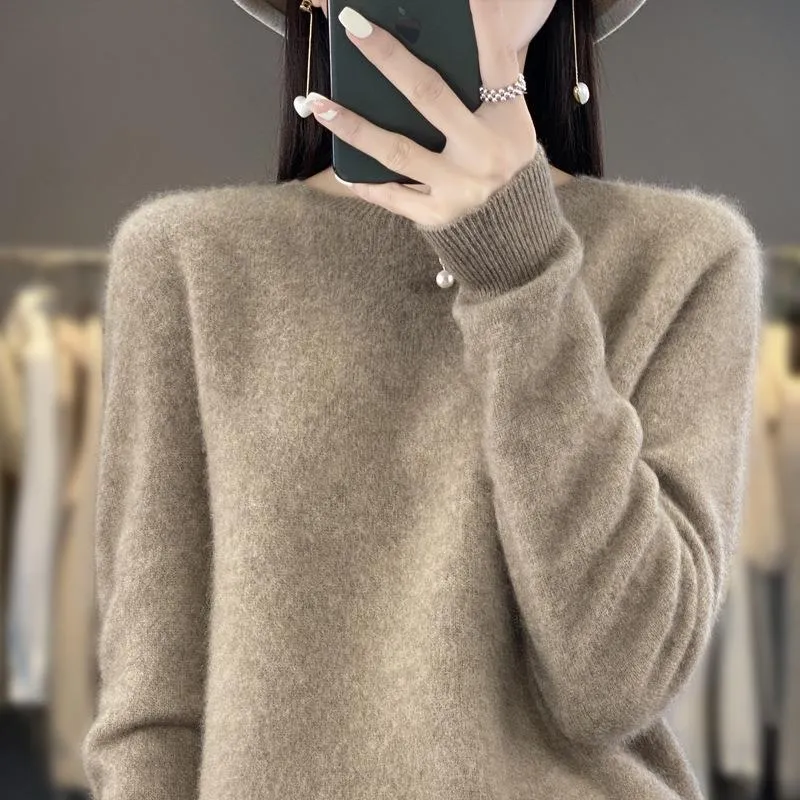 Damen Lockerer Feinstrick-Pullover mit Rundhalsausschnitt und flauschiger Angora-Optik Nord Taschen