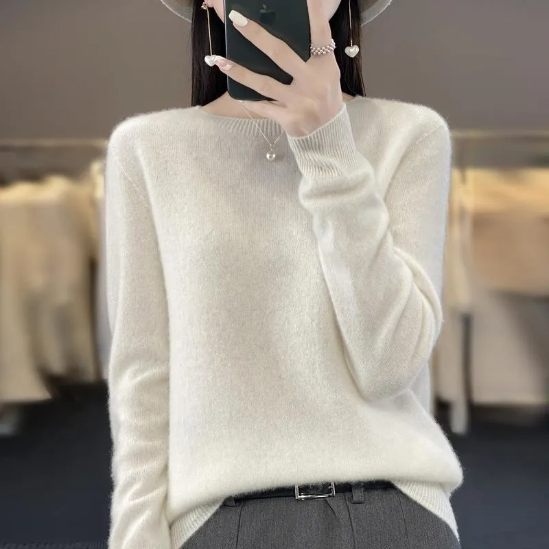 Damen Lockerer Feinstrick-Pullover mit Rundhalsausschnitt und flauschiger Angora-Optik Nord Taschen