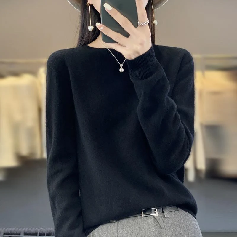Damen Lockerer Feinstrick-Pullover mit Rundhalsausschnitt und flauschiger Angora-Optik Nord Taschen