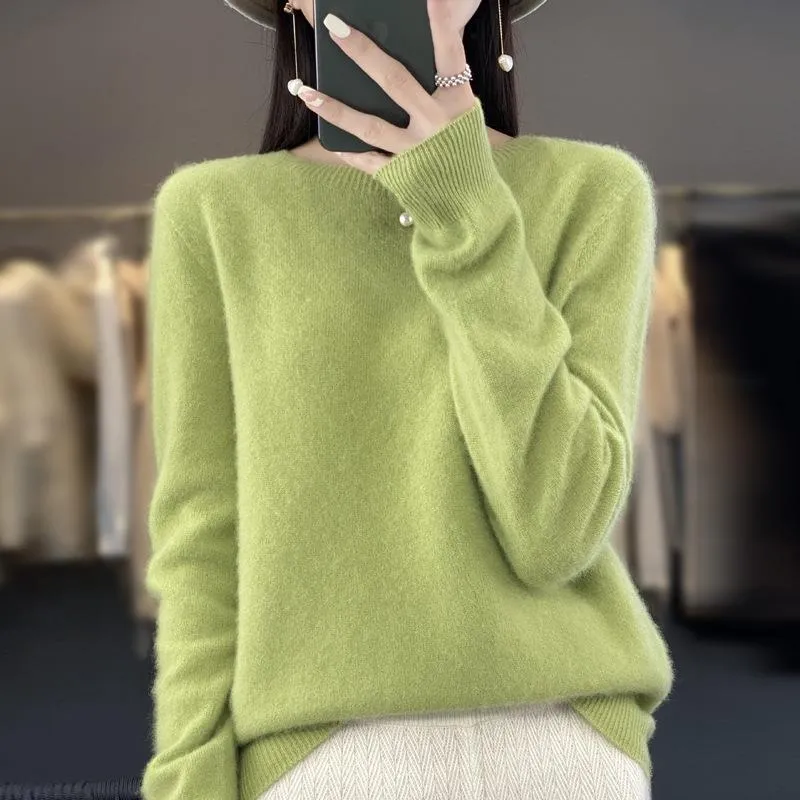 Damen Lockerer Feinstrick-Pullover mit Rundhalsausschnitt und flauschiger Angora-Optik Nord Taschen