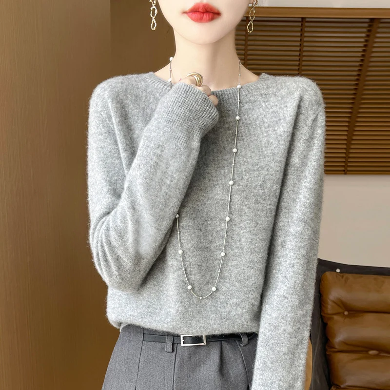 Damen Lockerer Feinstrick-Pullover mit Rundhalsausschnitt und flauschiger Angora-Optik Nord Taschen