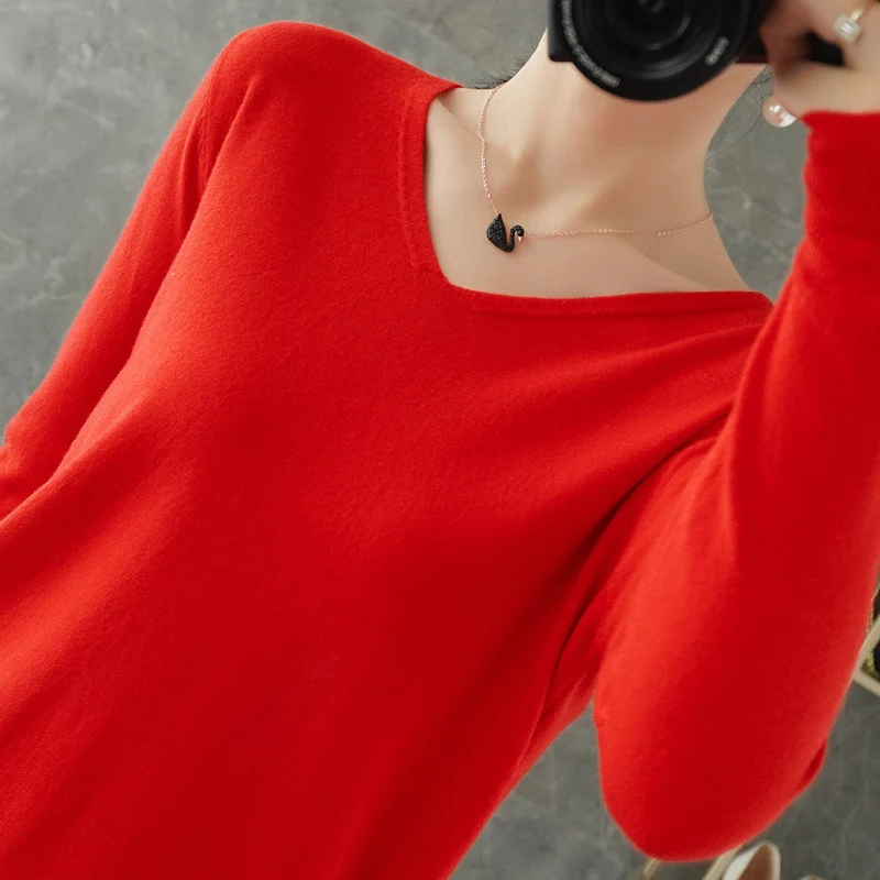 Damen leichter V-Ausschnitt Kaschmir-Look Feinstrickpullover Nord Taschen