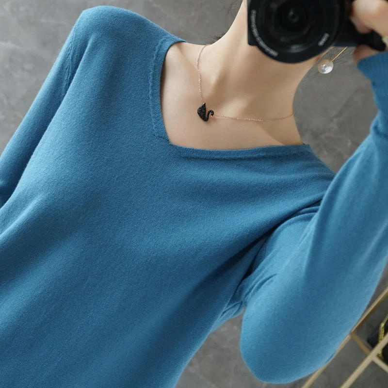 Damen leichter V-Ausschnitt Kaschmir-Look Feinstrickpullover Nord Taschen
