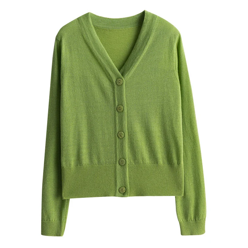 Damen Leichter V‑Ausschnitt-Cardigan mit seitlichem Saumschlitz und geripptem Bund Nord Taschen