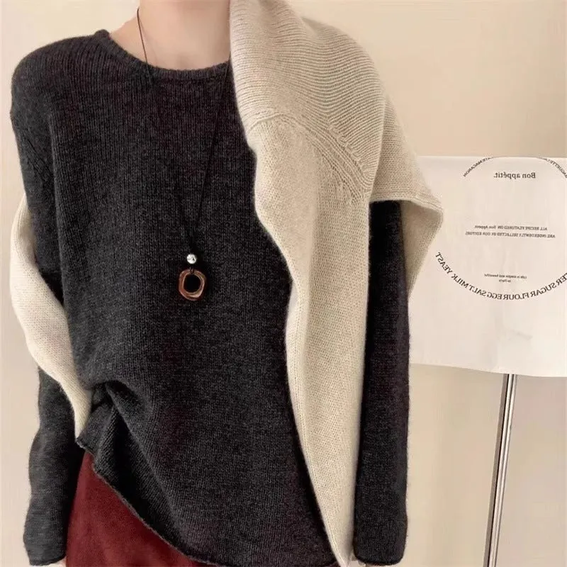 Damen Leichter Oversize-Feinstrickpullover mit Rundhals, dezentem Sheer-Effekt und gerundetem Saum Nord Taschen