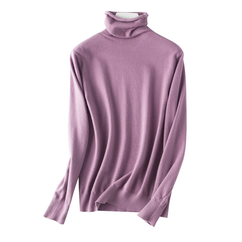 Damen leichter Feinstrick-Rollkragenpullover mit schmalem Schnitt Nord Taschen
