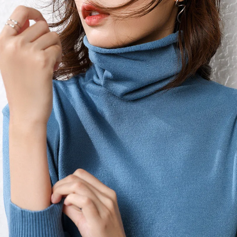 Damen leichter Feinstrick-Rollkragenpullover mit schmalem Schnitt Nord Taschen