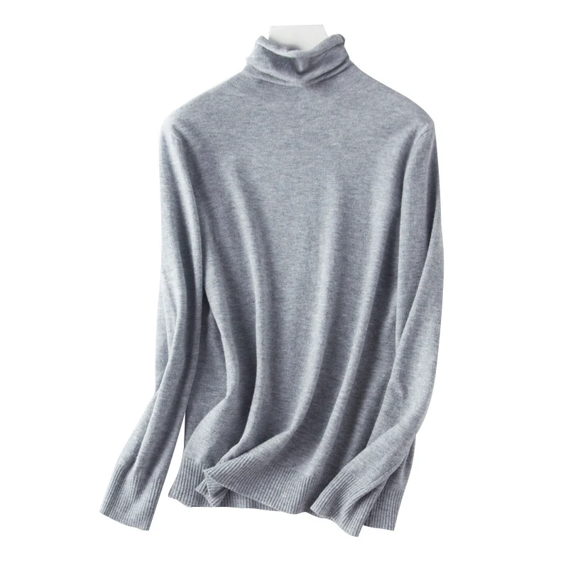 Damen leichter Feinstrick-Rollkragenpullover mit schmalem Schnitt Nord Taschen