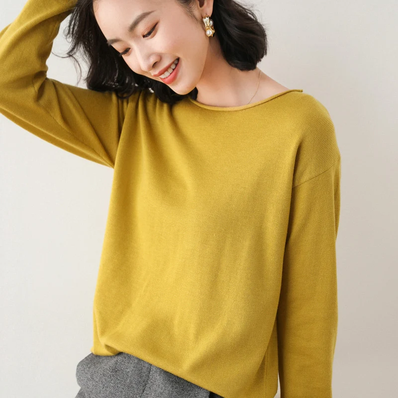 Damen Lässiger Feinstrick V-Ausschnitt Pullover mit überschnittenen Schultern Nord Taschen