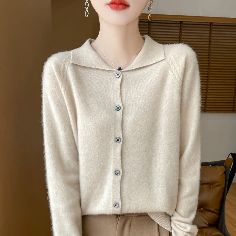 Damen Kuscheliger Reverskragen-Cardigan im Kaschmir-Look mit Mohair-Effekt Nord Taschen
