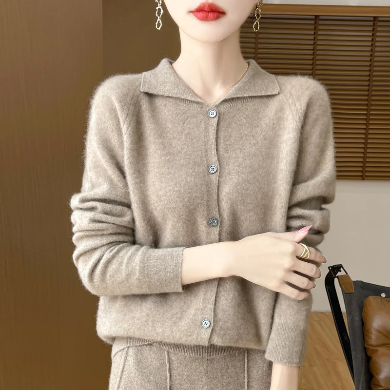 Damen Kuscheliger Reverskragen-Cardigan im Kaschmir-Look mit Mohair-Effekt Nord Taschen