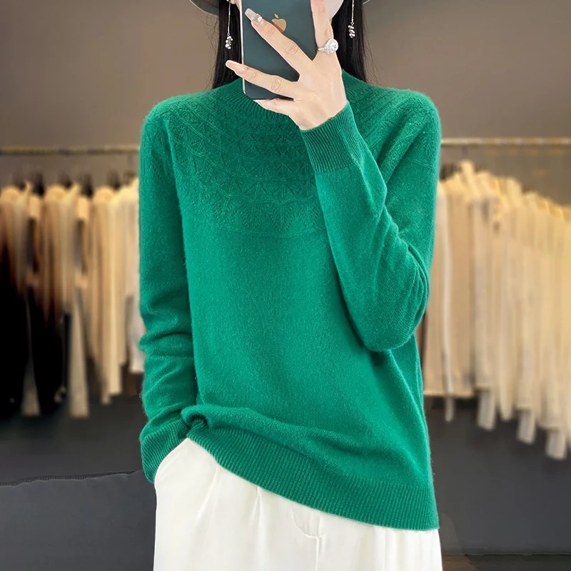 Damen Kuscheliger Mohair‑Optik Pullover mit Zierstruktur am Oberteil und Stehkragen Nord Taschen