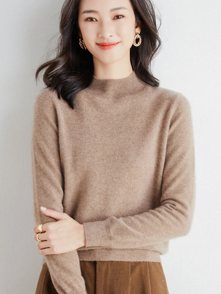 Damen Kurzrollkragen Feinstrickpullover mit leichtem Mohair-Effekt Nord Taschen