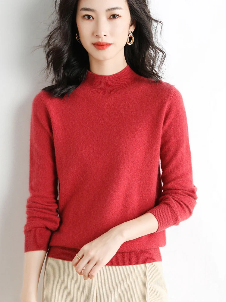 Damen Kurzrollkragen Feinstrickpullover mit leichtem Mohair-Effekt Nord Taschen