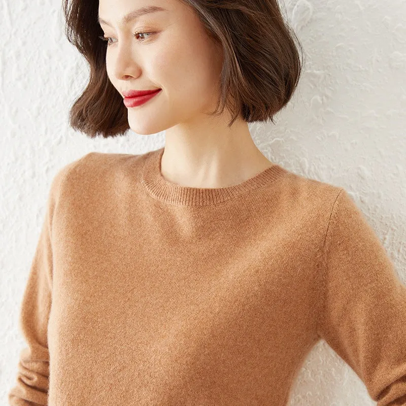 Damen Kurzgeschnittener Feinstrickpullover mit Rundhalsausschnitt und geripptem Bund Nord Taschen