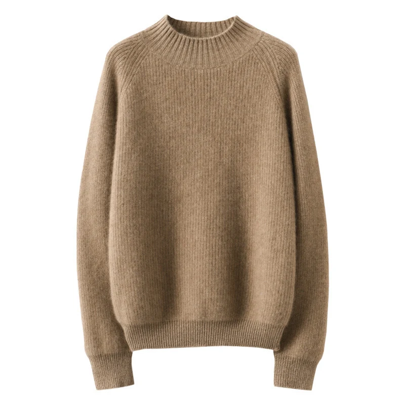 Damen Kurz-Stehkragenpullover aus feinem Feinstrick mit kaschmirähnlicher Weichheit und Raglanärmeln Nord Taschen