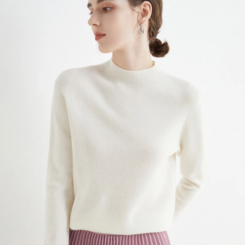 Damen Kurz-Mockneck-Pullover aus Kaschmir‑Look mit leichter Flauschoptik Nord Taschen