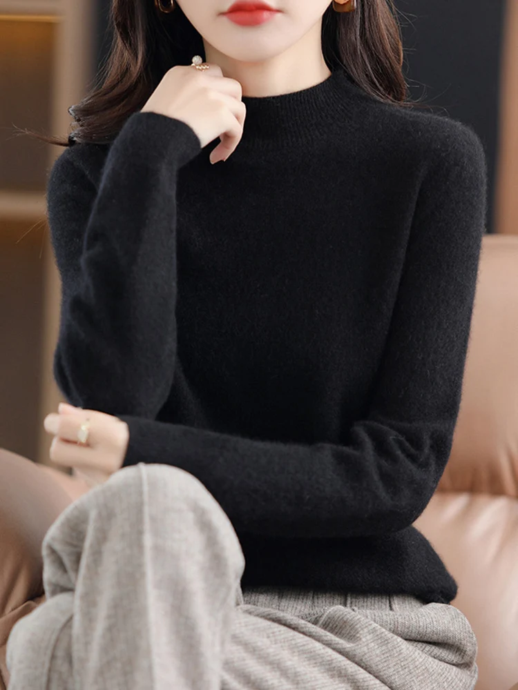 Damen Kurz-Mockneck-Pullover aus Kaschmir‑Look mit leichter Flauschoptik Nord Taschen