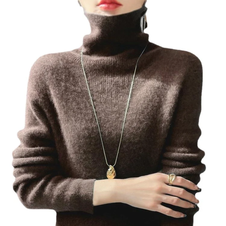 Damen Kurz geschnittener Rollkragenpullover aus weichem Kaschmir-Blend mit schmaler Silhouette Nord Taschen