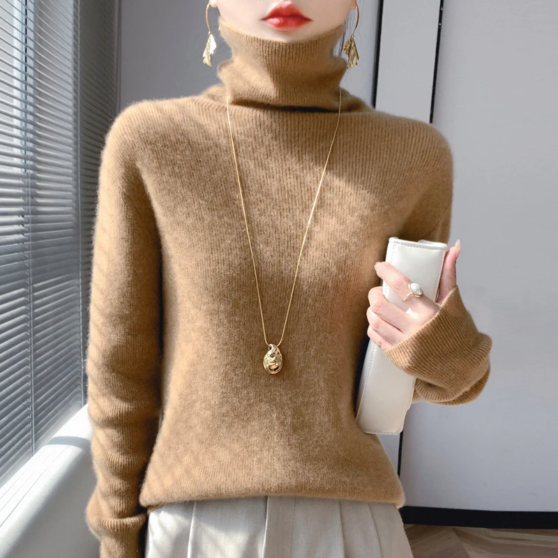 Damen Kurz geschnittener Rollkragenpullover aus weichem Kaschmir-Blend mit schmaler Silhouette Nord Taschen