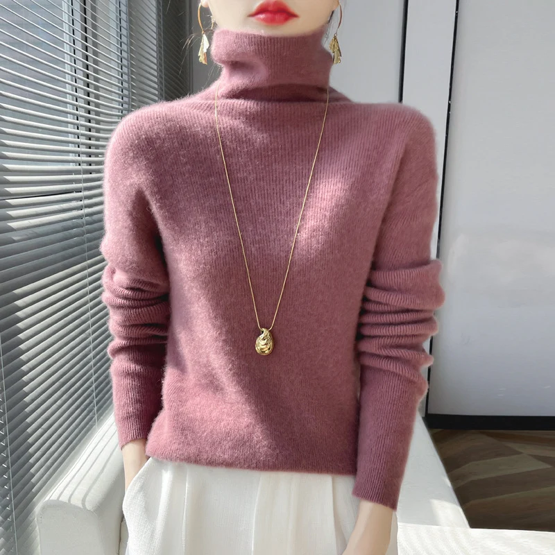 Damen Kurz geschnittener Rollkragenpullover aus weichem Kaschmir-Blend mit schmaler Silhouette Nord Taschen