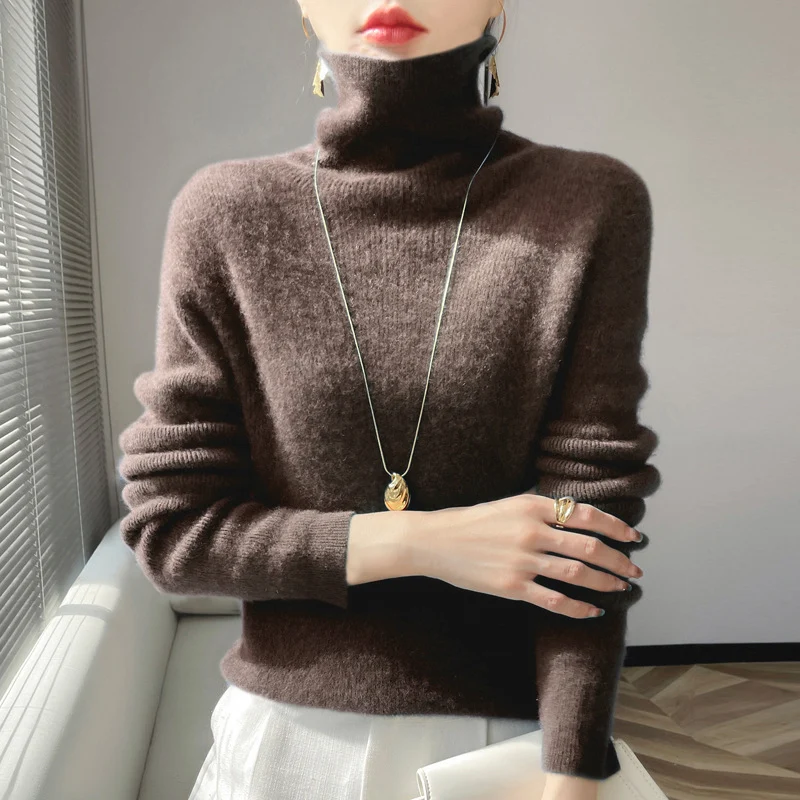Damen Kurz geschnittener Rollkragenpullover aus weichem Kaschmir-Blend mit schmaler Silhouette Nord Taschen