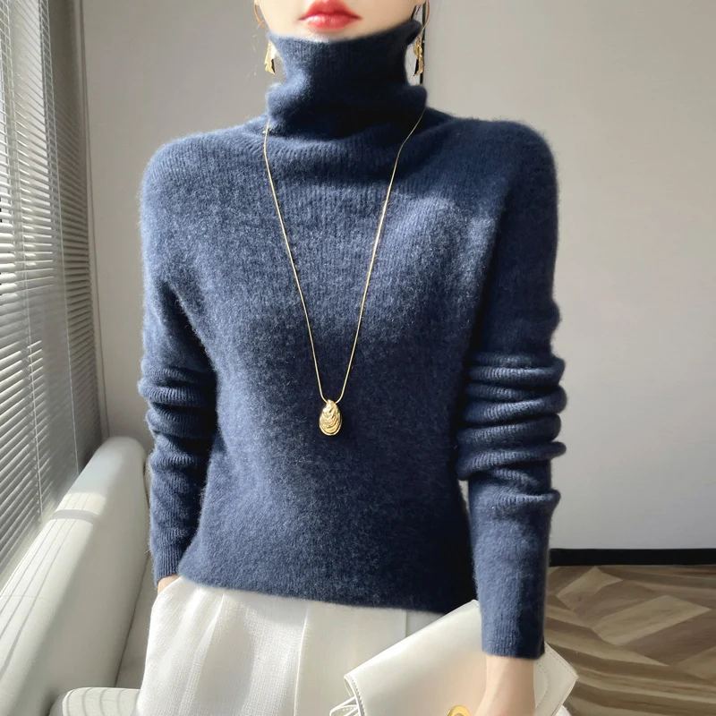 Damen Kurz geschnittener Rollkragenpullover aus weichem Kaschmir-Blend mit schmaler Silhouette Nord Taschen