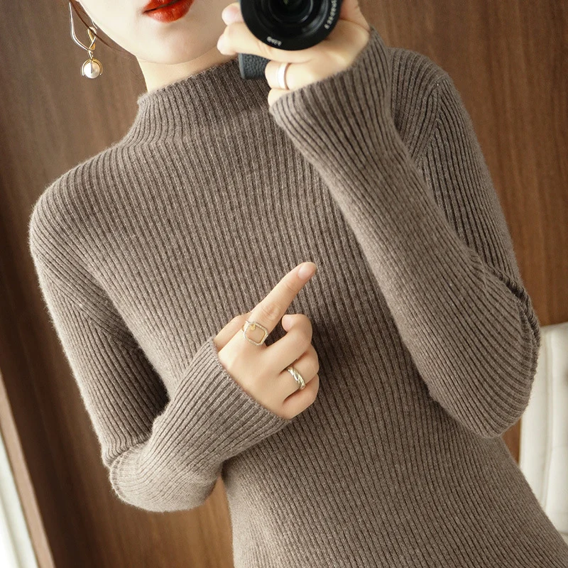 Damen Körperbetonter Rippenstrick-Rollkragenpullover mit Stretch-Effekt Nord Taschen