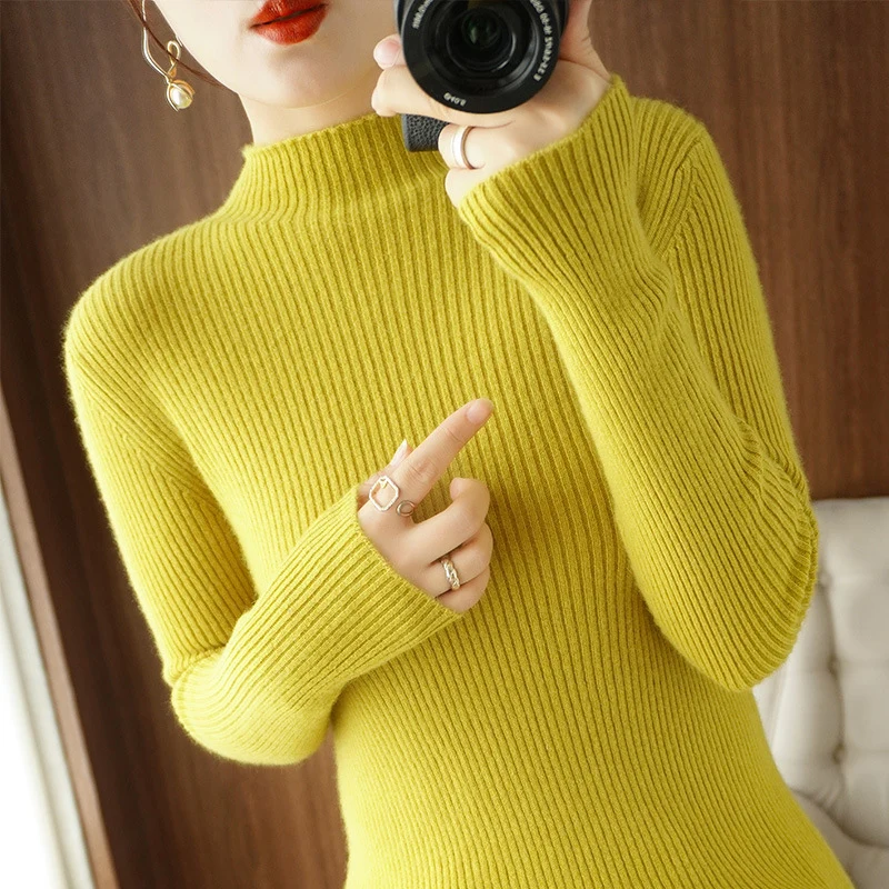 Damen Körperbetonter Rippenstrick-Rollkragenpullover mit Stretch-Effekt Nord Taschen