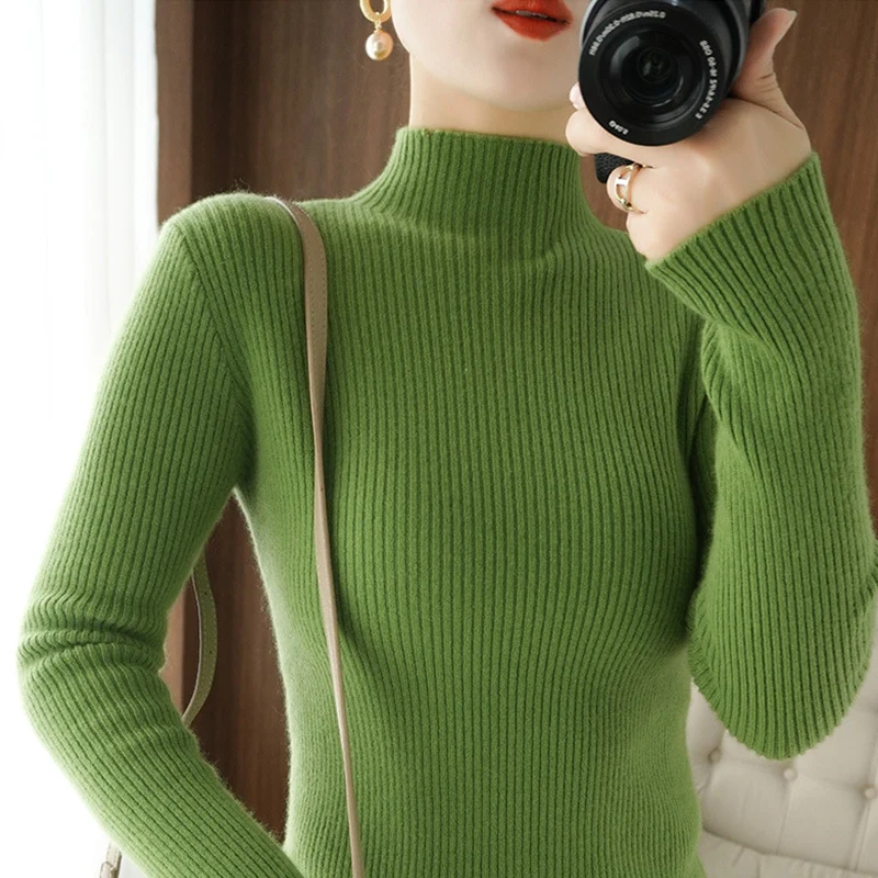 Damen Körperbetonter Rippenstrick-Rollkragenpullover mit Stretch-Effekt Nord Taschen