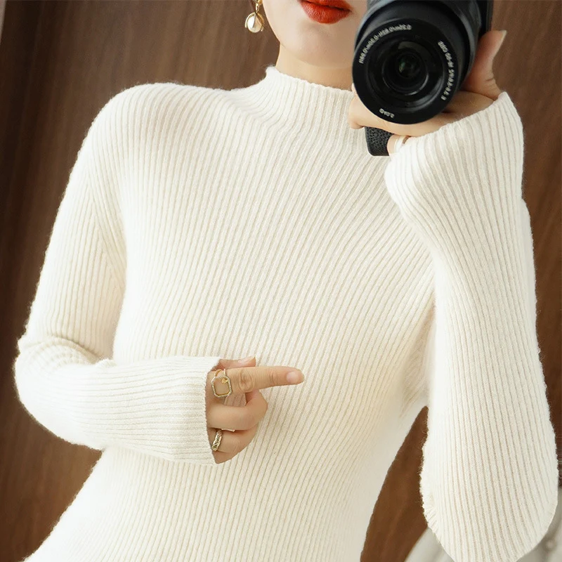 Damen Körperbetonter Rippenstrick-Rollkragenpullover mit Stretch-Effekt Nord Taschen