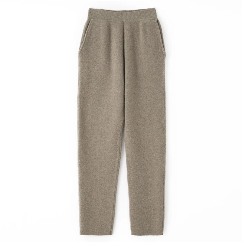 Damen Kaschmir‑Optik Strickhose mit elastischem Bund, konischer Silhouette und Eingrifftaschen Nord Taschen