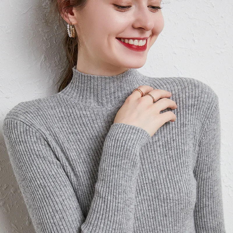 Damen Figurbetonter Feinstrick-Rollkragenpullover mit extrafeiner Rippenstruktur und kaschmirweicher Haptik Nord Taschen