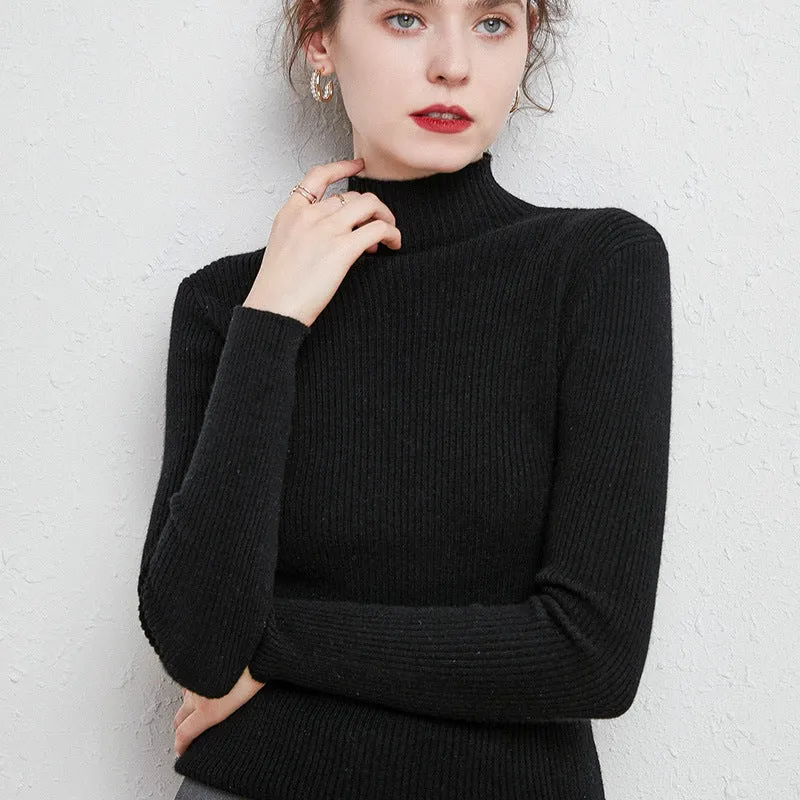 Damen Figurbetonter Feinstrick-Rollkragenpullover mit extrafeiner Rippenstruktur und kaschmirweicher Haptik Nord Taschen