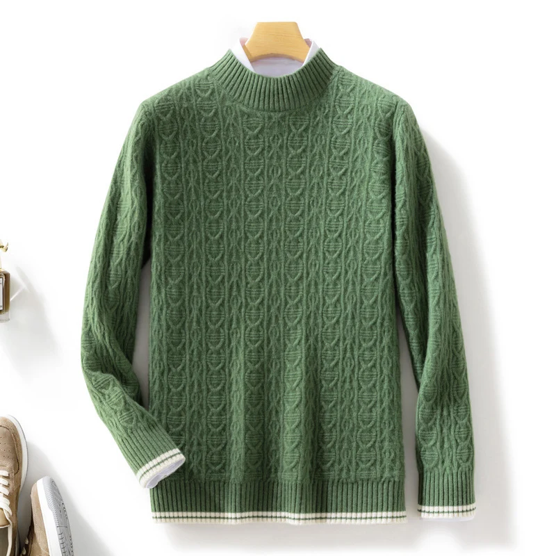 Damen Feinstrickpullover mit Zopfmuster, kurzem Stehkragen und gerippten Abschlüssen Nord Taschen