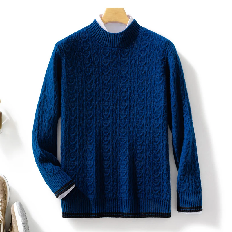 Damen Feinstrickpullover mit Zopfmuster, kurzem Stehkragen und gerippten Abschlüssen Nord Taschen