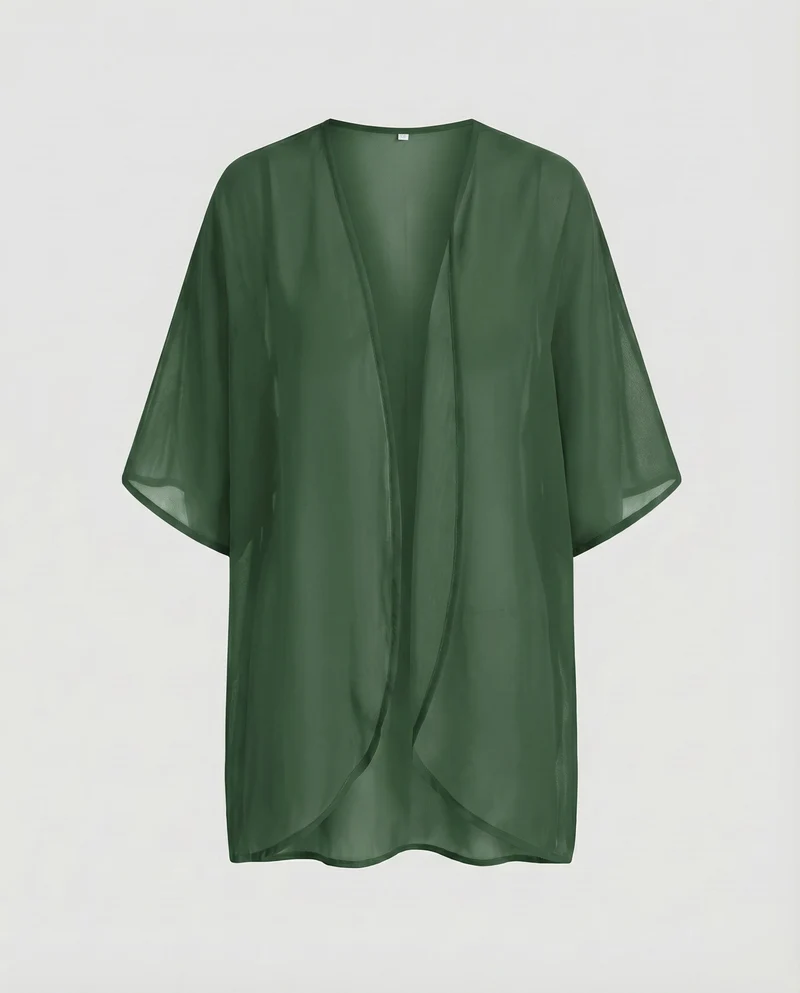Damen Chiffon-Kimono-Überwurf Floraler Druck Fledermausärmel Offen