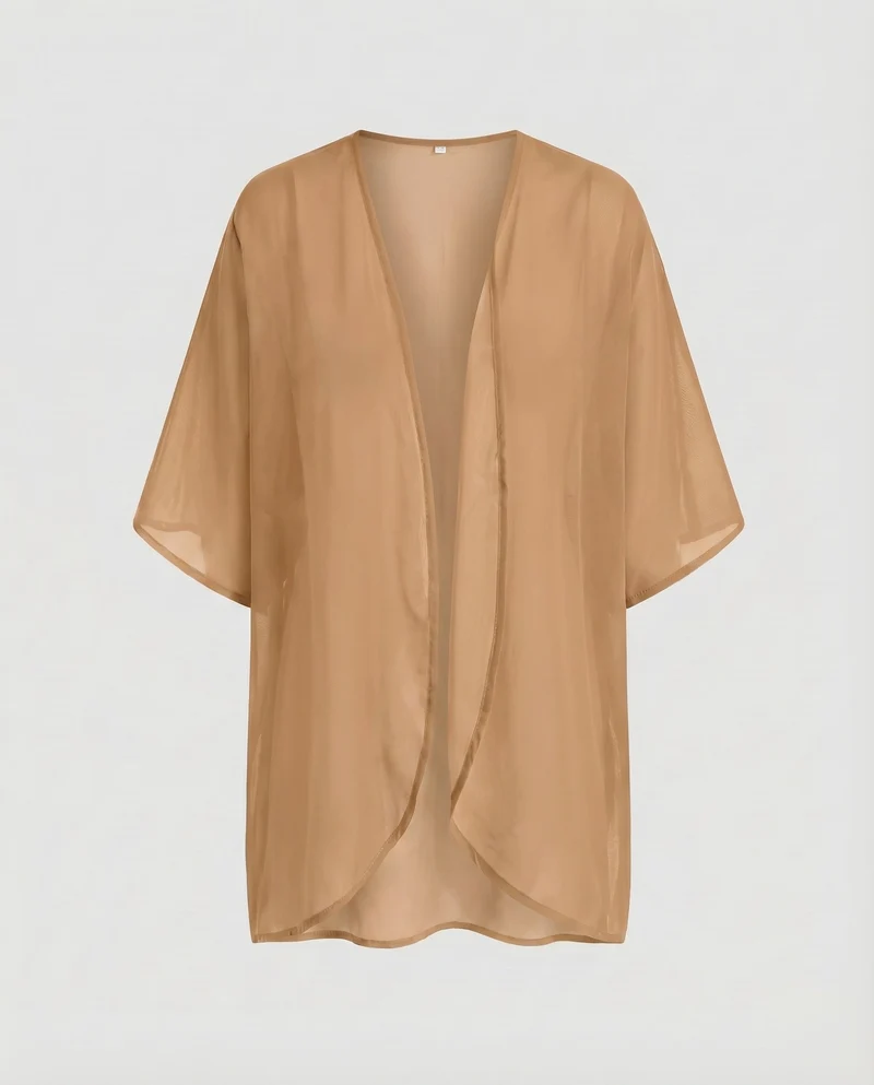 Damen Chiffon-Kimono-Überwurf Floraler Druck Fledermausärmel Offen