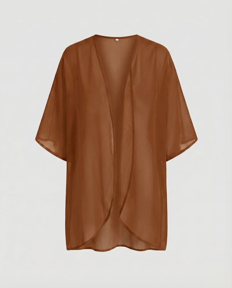 Damen Chiffon-Kimono-Überwurf Floraler Druck Fledermausärmel Offen