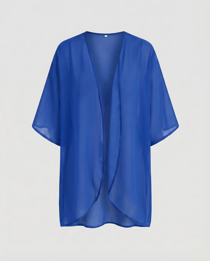 Damen Chiffon-Kimono-Überwurf Floraler Druck Fledermausärmel Offen
