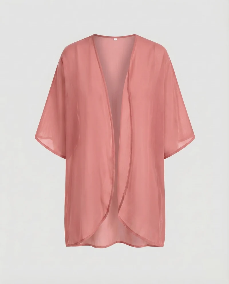 Damen Chiffon-Kimono-Überwurf Floraler Druck Fledermausärmel Offen