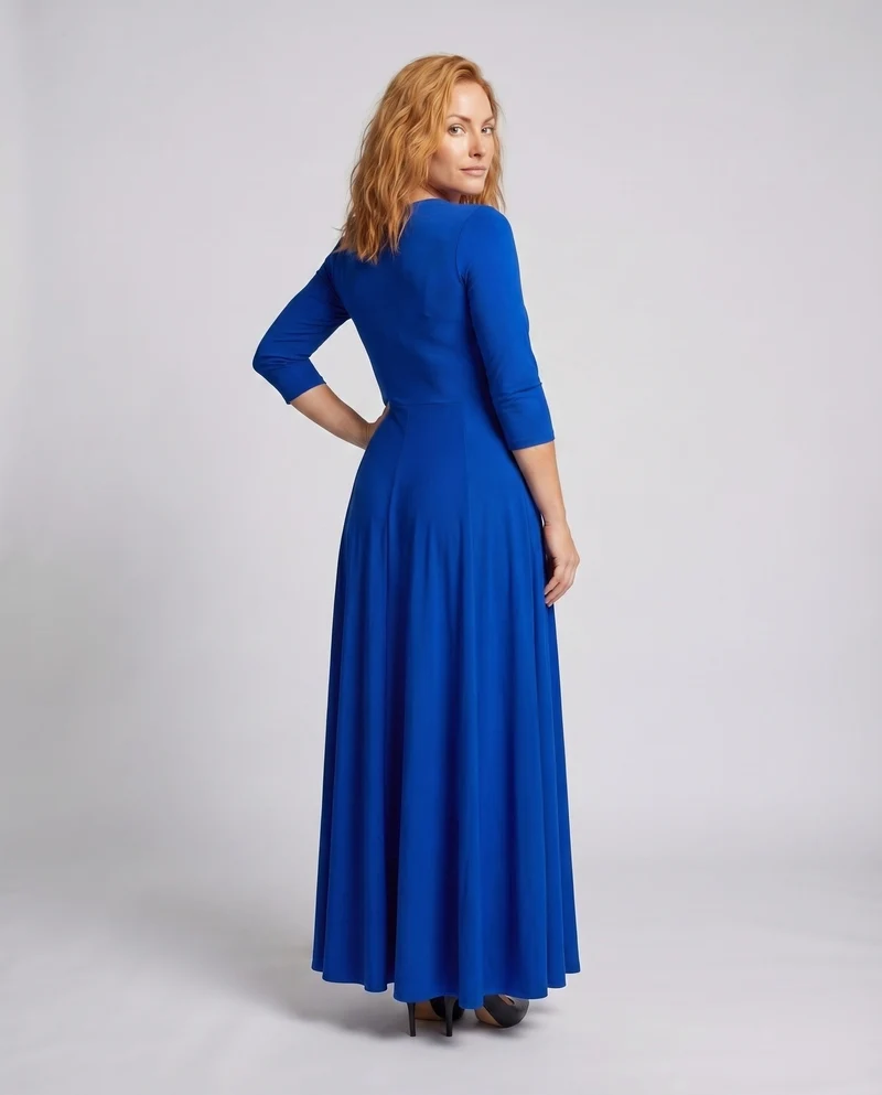 Damen Maxikleid Wickeloberteil Empire-Taille Faltenrock Große-Größen