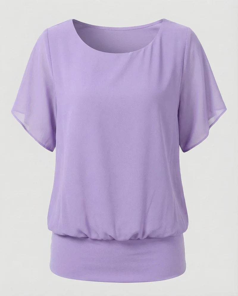 Damen Zweilagige Fledermausärmel Chiffonbluse