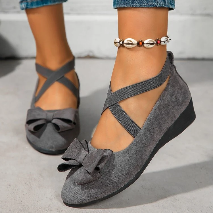 Damen elegante Wedge-Pantoletten mit überkreuzten Riemen und komfortablem Fußbett